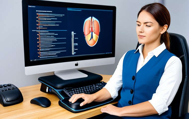 **
"A woman in a professional setting, perhaps an office, fully clothed in a modest business casual outfit, using a vibrating massage cushion on her shoulders. Background includes a computer and ergonomic accessories. Safe for work, appropriate content, perfect anatomy, natural proportions, professional setting, family-friendly."
**