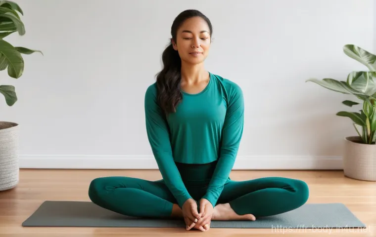 무릎 관절 운동법 - **Prompt 1: Serene Morning Stretch for Joint Health**
A wide shot of a diverse woman in her earl...
