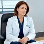 Home 4 발바닥 통증 병원 추천 - **Prompt:** A detailed shot of a middle-aged woman, dressed in smart-casual attire (blouse and trous...