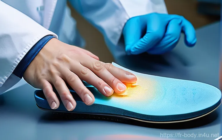 발바닥 통증 병원 추천 - **Prompt:** A detailed shot of a middle-aged woman, dressed in smart-casual attire (blouse and trous...